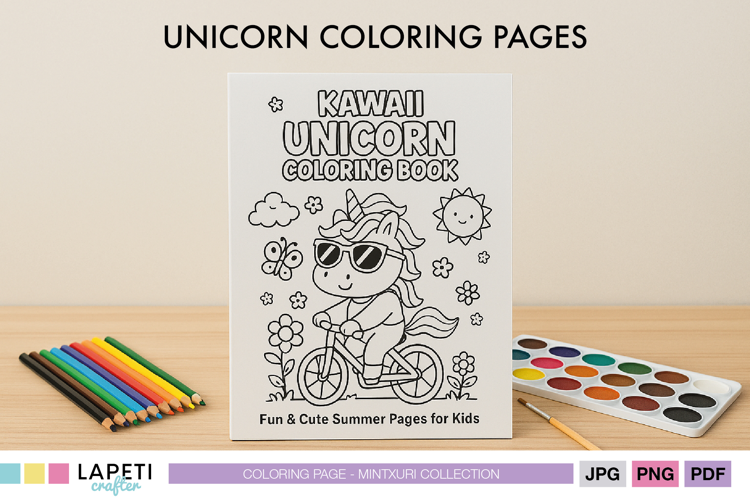 Kawaii Unicorn Coloring Pages, Summer Cute Printable Book