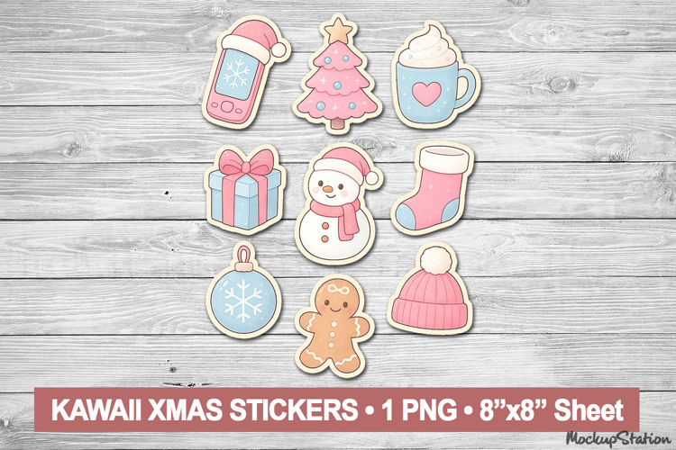 Kawaii Christmas Stickers Cute Girly PNG Clipart