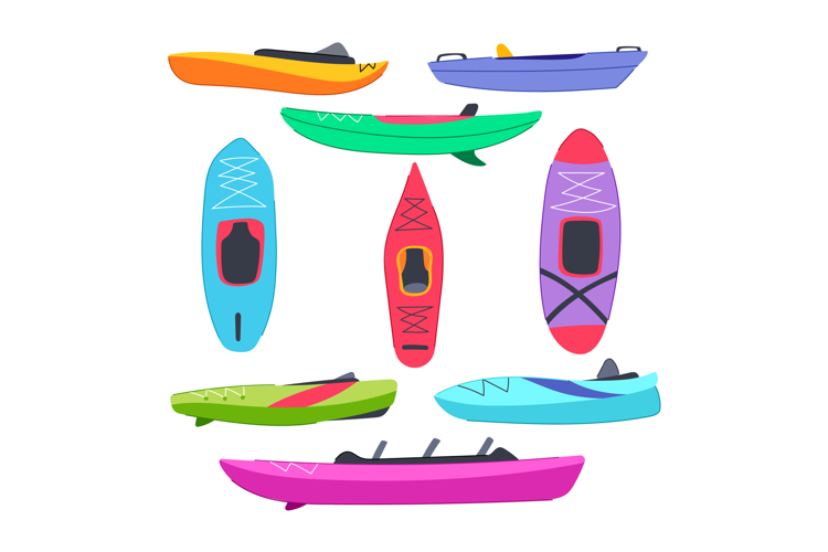 kayak set cartoon