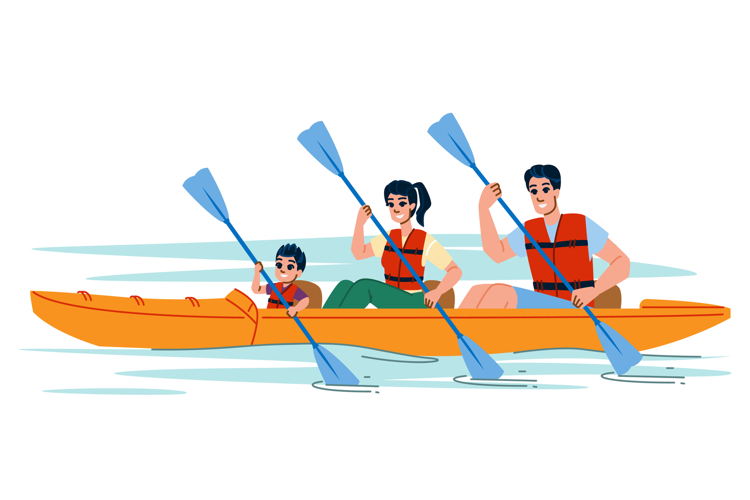 adventure kayak family vector