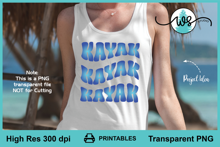 Retro Kayak Sublimation Print Design PNG, Colored Kayak PNG
