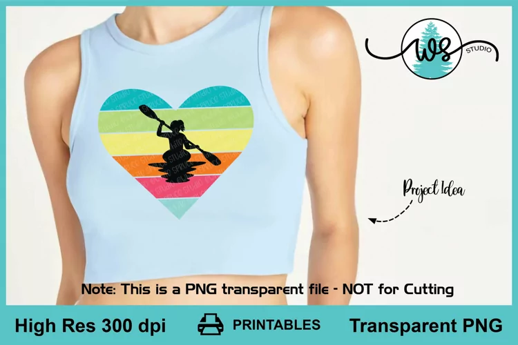 Kayak Woman Printable, Kayak Colored Sublimation, Kayak PNG