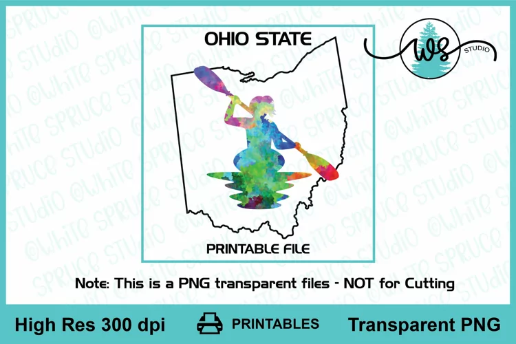 Kayak Woman Ohio State Print, Kayak Sublimation, Kayak PNG