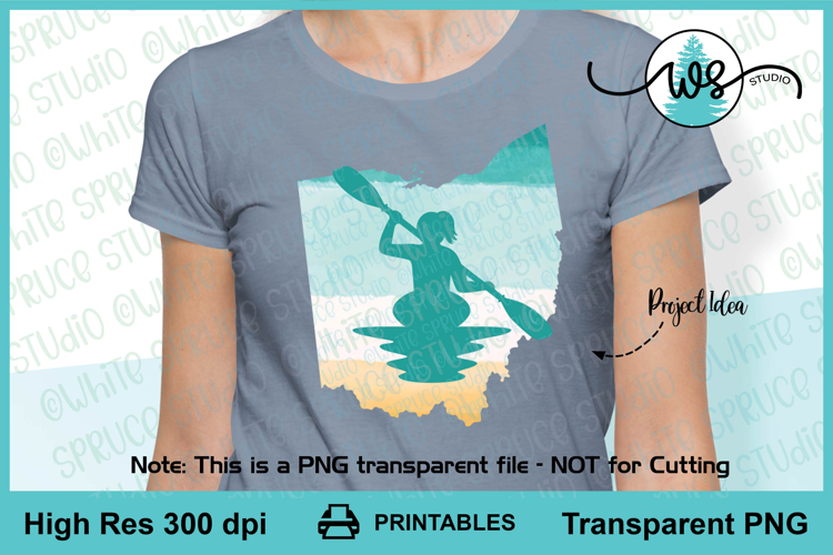 Kayak Woman Ohio State Print, Kayak Sublimation, Kayak PNG