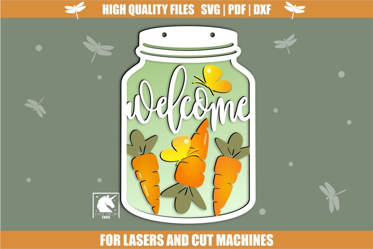 Easter Carrot Mason Jar Sign SVG | Easter Door Hanger SVG
