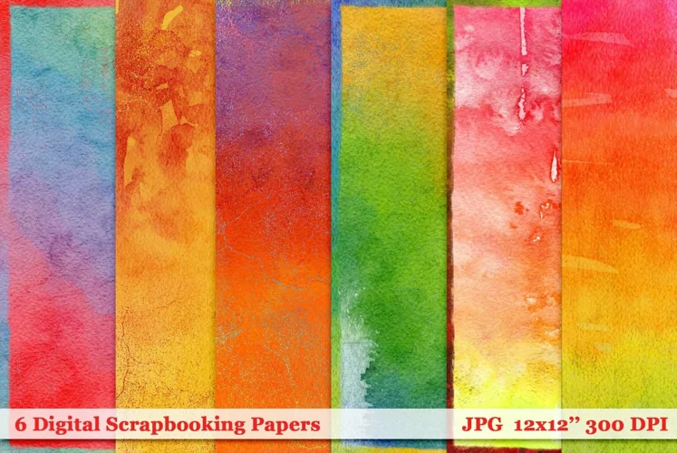 Hippy Rainbow Water Color Digital Scrapbooking Paper