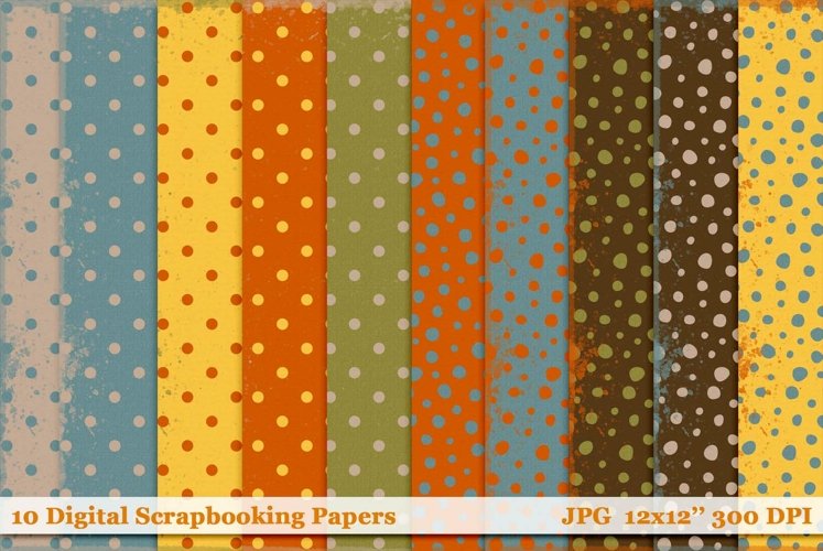 Autumnal Dots Digital Scrapbooking Papers
