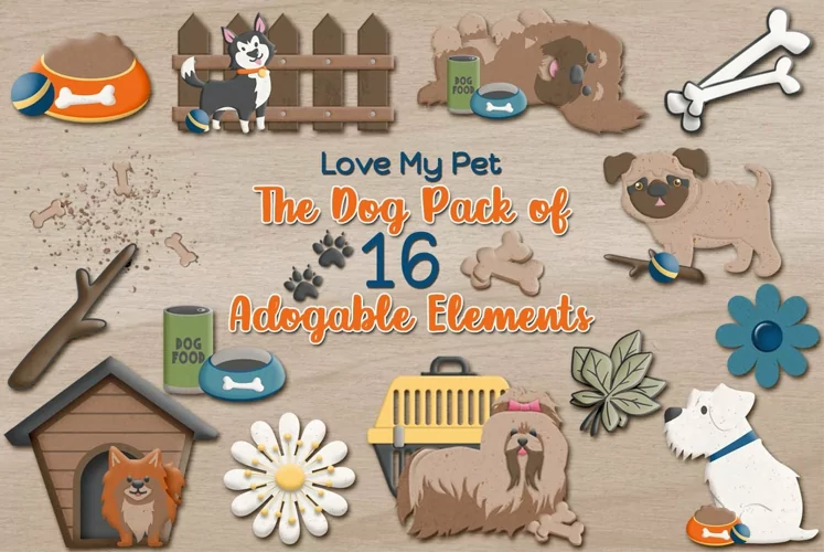 Pet Bundle of 16 Elements from the Love My Dog Collection