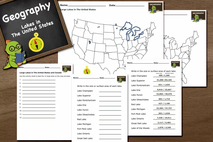 Geography Activity 11 Lakes in the United States Printables