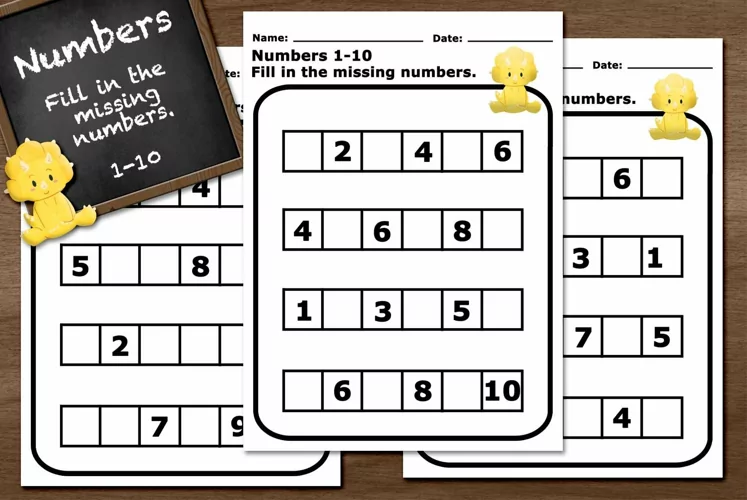 Printable Numbers Activity 5 Fill in the Missing Numbers