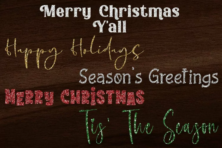 Glittery Christmas and Holiday Greetings and Phrases