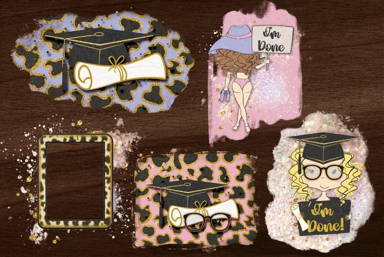Grad Girl Sassy Masks for Sublimation and Scrapbooking example image 1