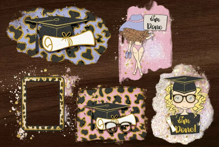 Grad Girl Sassy Masks for Sublimation and Scrapbooking