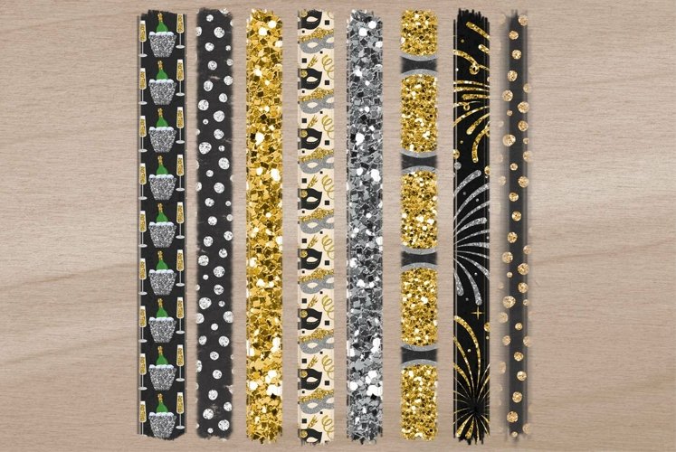 Happy New Year Glittery Brush Strokes example image 1