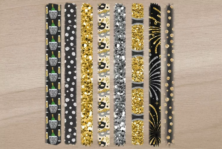 Happy New Year Glittery Brush Strokes
