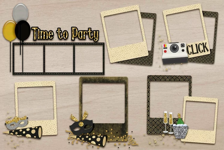 Happy New Year Party Frames for Scrapbooking and More