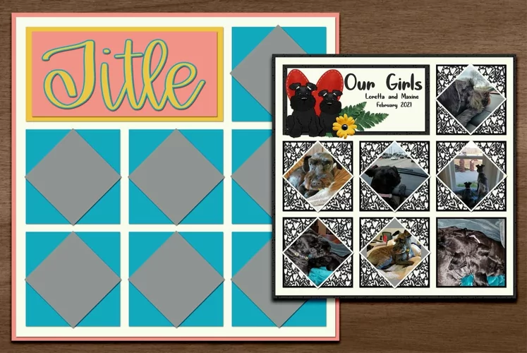 Tilted Squares Digital Scrapbooking Template for Layouts