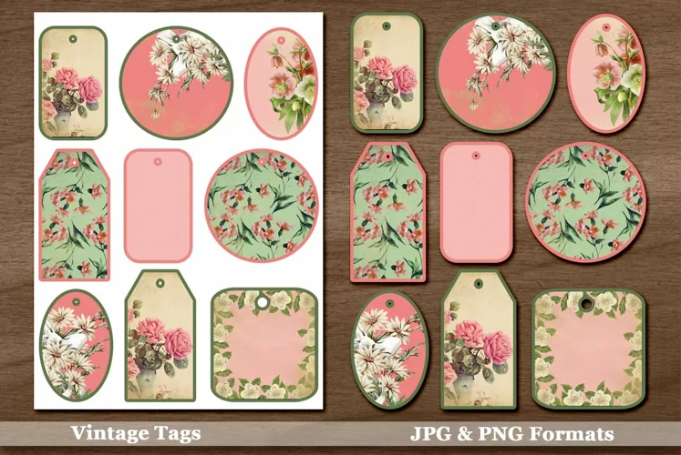 Printable Vintage Junk Journal Tags and Stickers