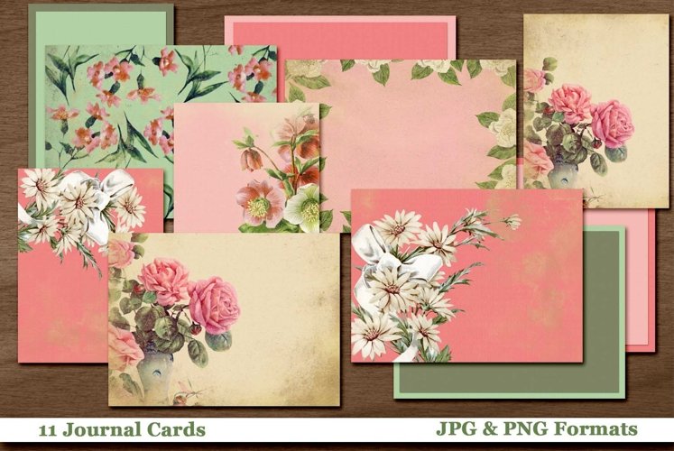 Vintage Florals 2 Note Cards for Junk Journals