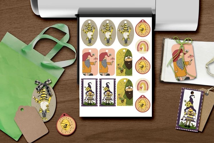 Bees and Gnomes Printable Tags and Stickers example image 1