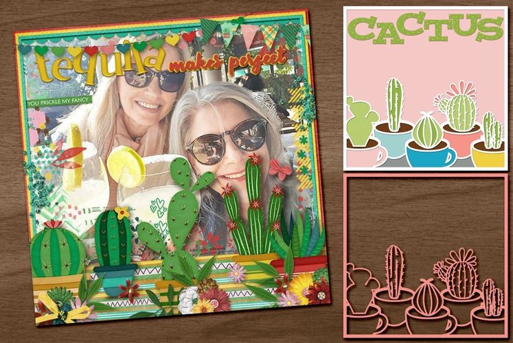 Cactus Cut File Scrapbooking Template and Cuttable 2 example image 1