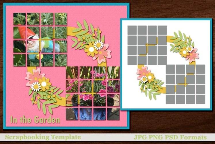 Cut Up 3 Digital Scrapbooking Page Layout Template example image 1