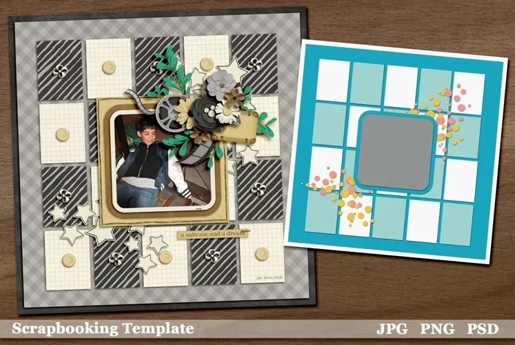 Geo Squares Digital Scrapbooking Page Layout Template