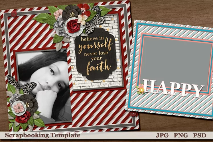 Happy Digital Scrapbooking Template and Cut File