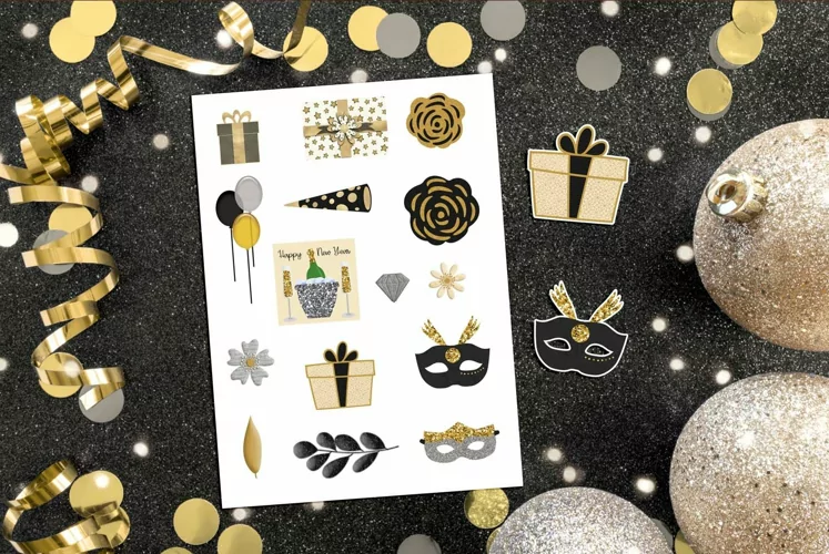 Happy New Year Stickers for Parties and Celebrations