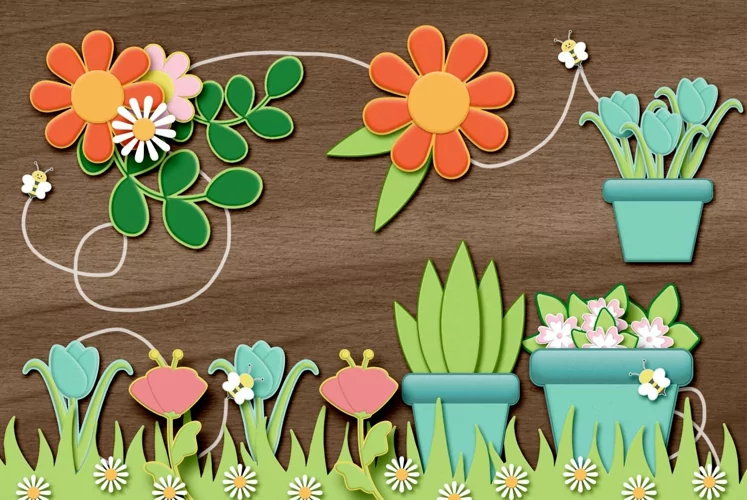 Puffy Flowers and Garden Elements