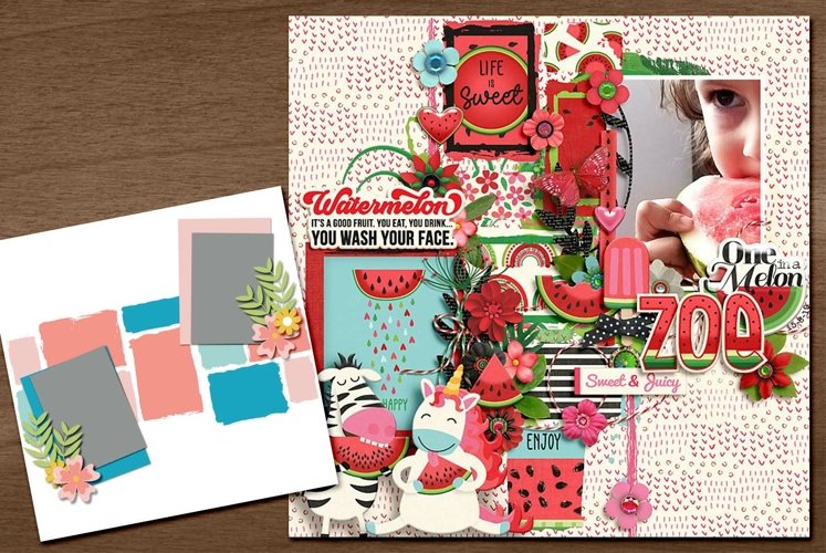 Stamped Digital Scrapbooking Page Layout Template example image 1