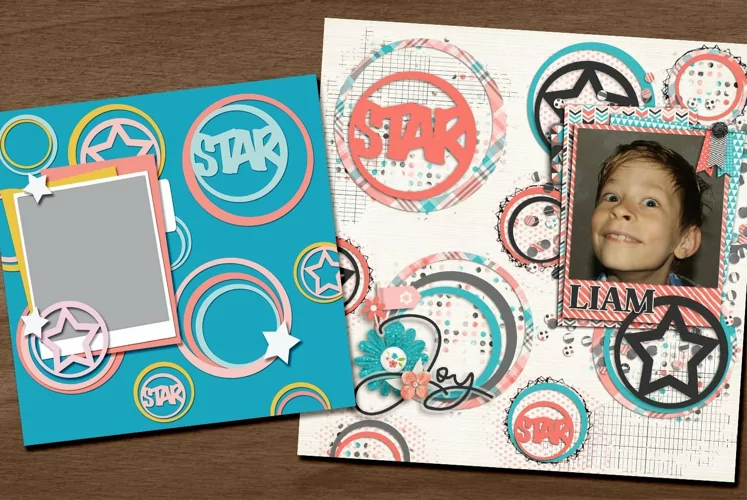 Star Bright Digital Scrapbooking Page Layout Template