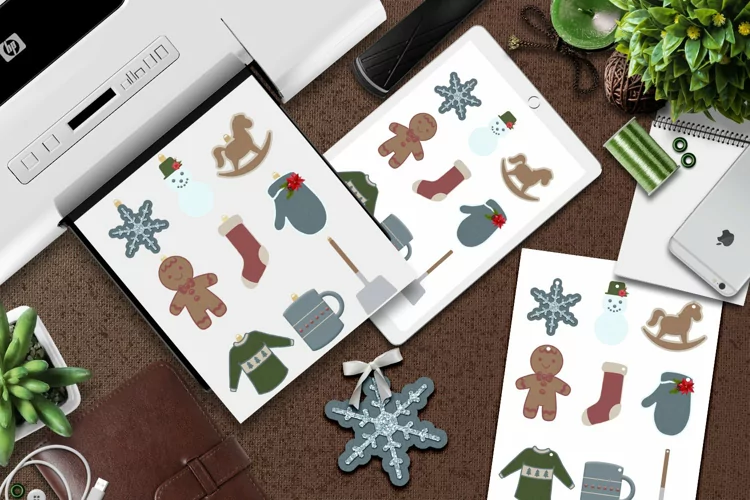 Winter Tags, Stickers and Ornaments for Christmas