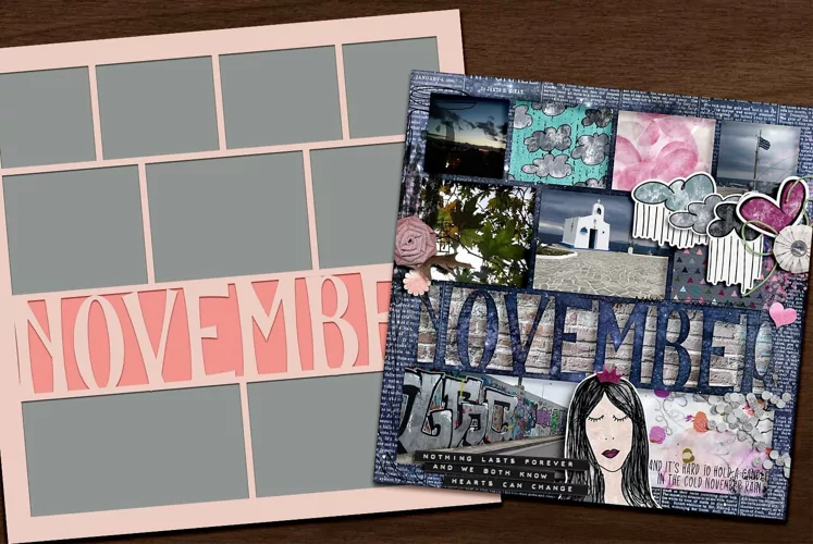 Year In Review Digital Scrapbooking Template for November