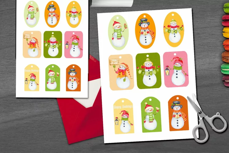 Snowman Tags for Wintertime Holidays