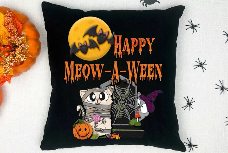 Happy Meow-A-Ween Cute Cat Halloween Sublimation Design