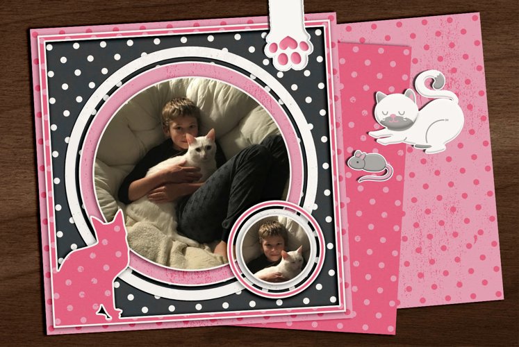 Digital Scrapbooking Cat Template 3 example image 1