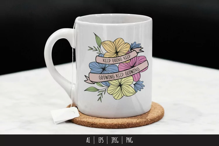 Keep Going, Keep Growing, Keep Glowing Floral Quotes PNG