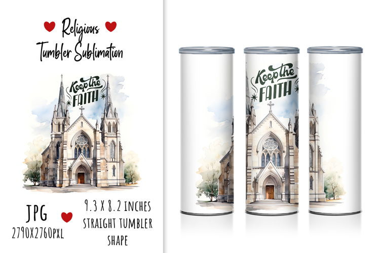 "Keep the Faith" Watercolour Tumbler Design
