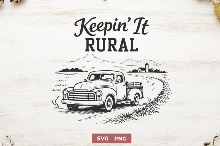 Keepin’ It Rural SVG - Vintage Pickup Truck Country PNG
