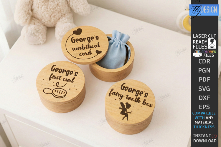 Keepsake Memory Box Laser Cut Kit | First Tooth and Curl Box