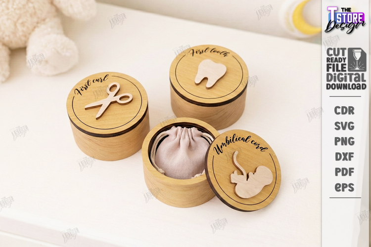 Baby Keepsake Memory Box Laser Cut | Memory Treasure Box SVG
