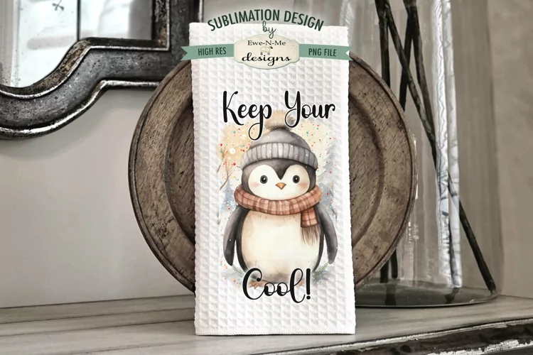 Keep Your Cool Penguin | Kitchen Towel Sublimation Design