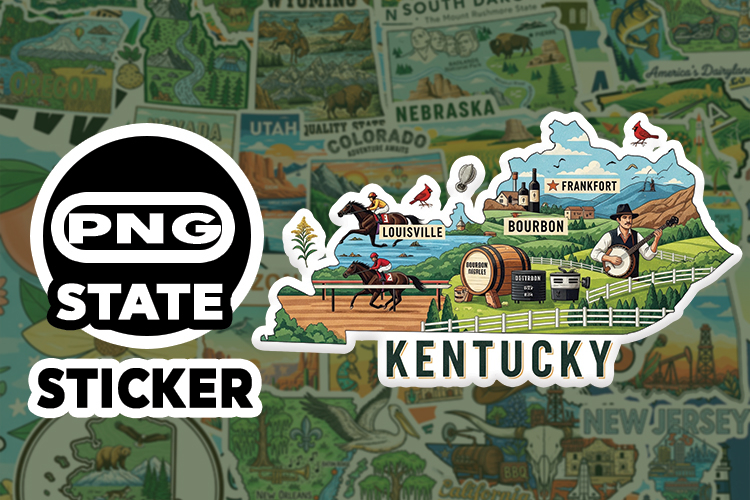 Kentucky Sticker PNG SVG | State Outline Decal File |