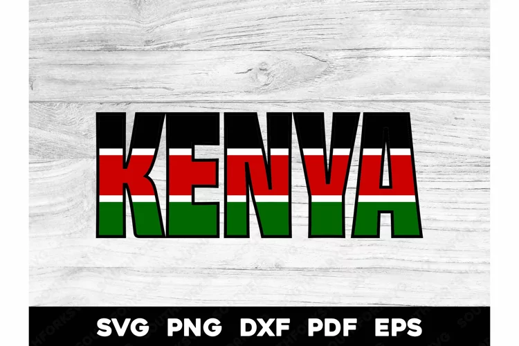 Kenya Country Flag Name Design SVG PNG DXF EPS PDF