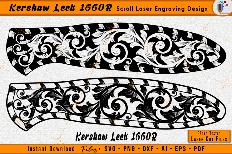 Kershaw Leek 1660R Scrollwork Laser Engraving Design File