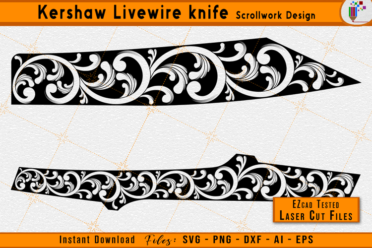 Kershaw Livewire Knife Scrollwork Laser Engraving Design
