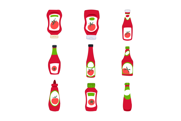 ketchup bottle set cartoon