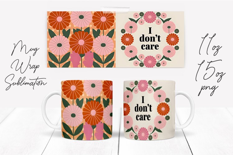 Watercolor Floral Happening Saying Quote Mug Wrap Design