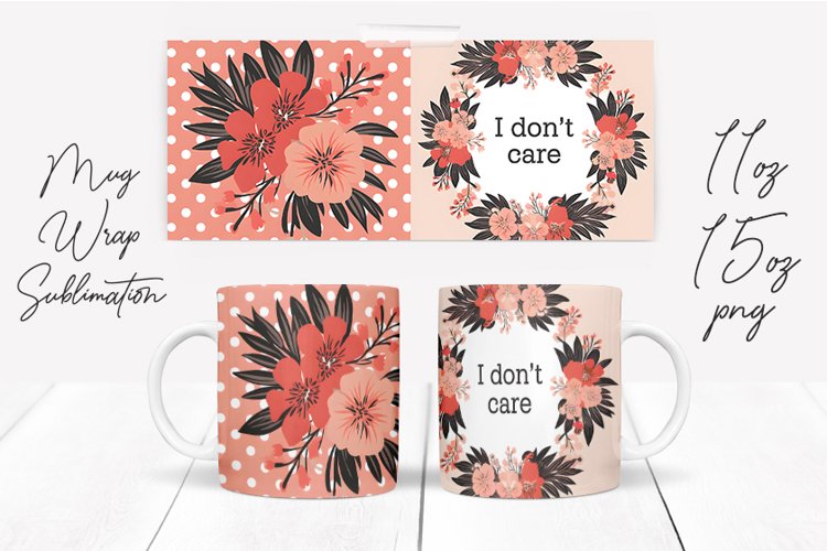 Watercolor Floral Happening Saying Quote Mug Wrap Design